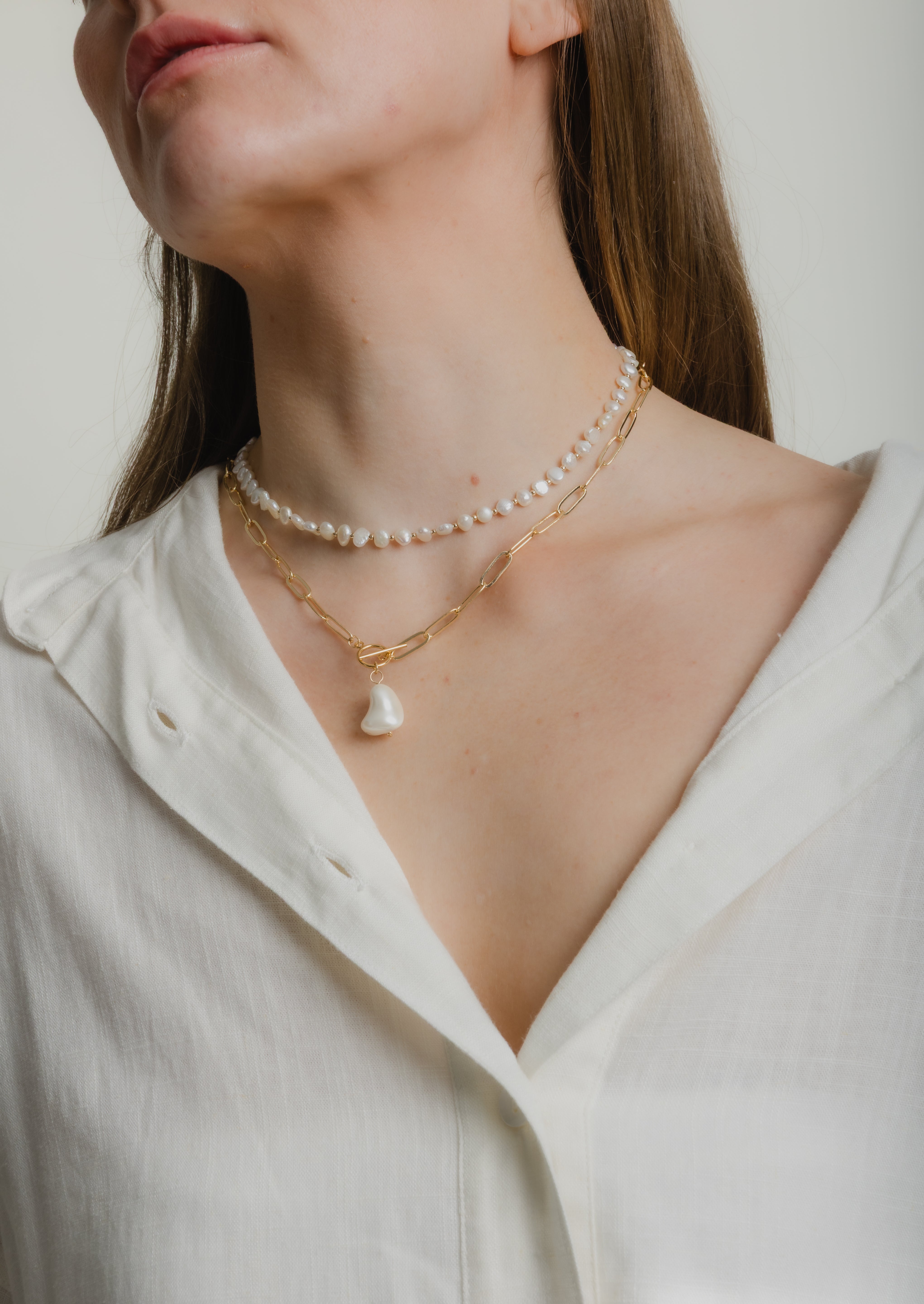 Pearly Paperclip Necklace