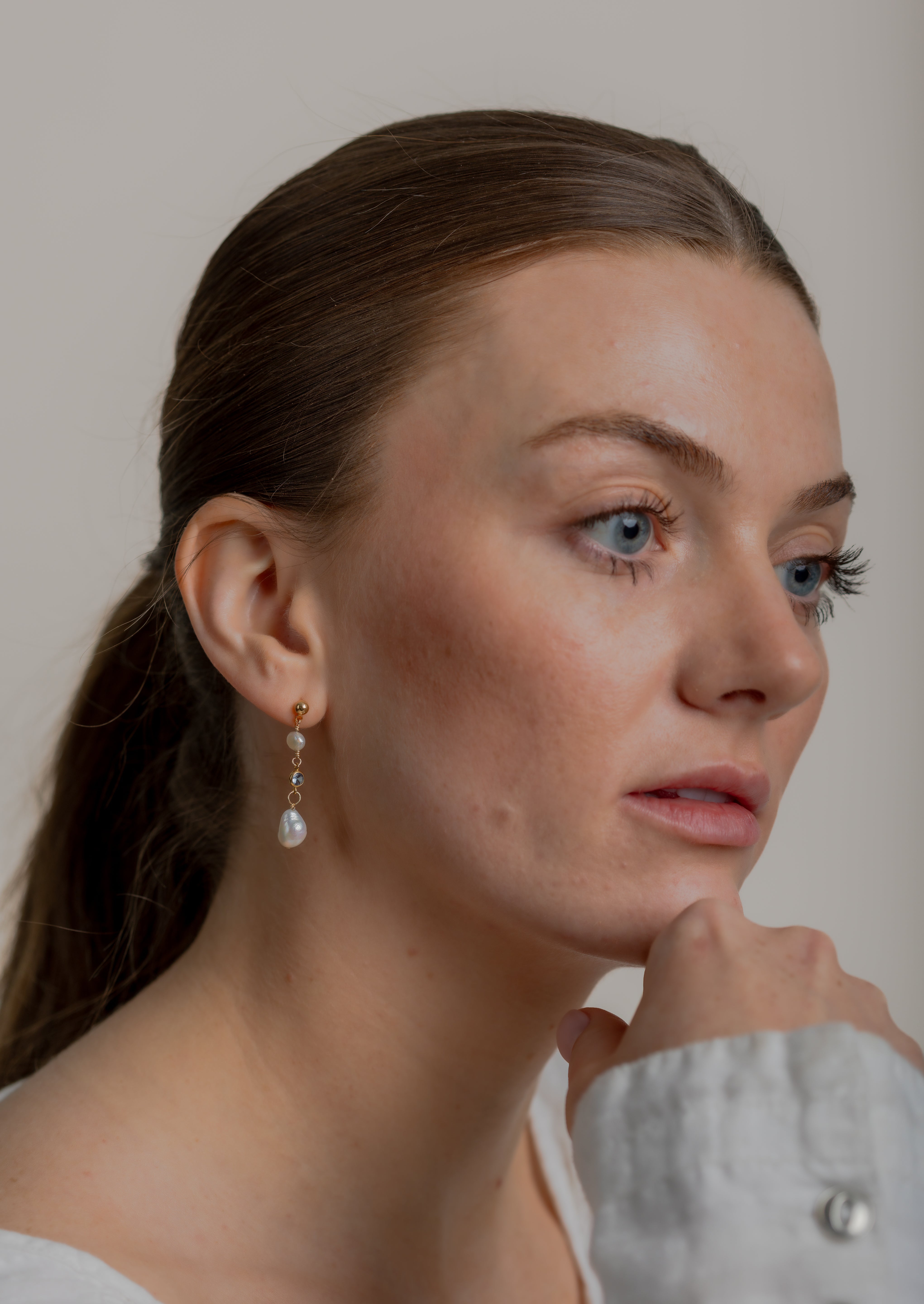 Claire Pearl + Sapphire Earring