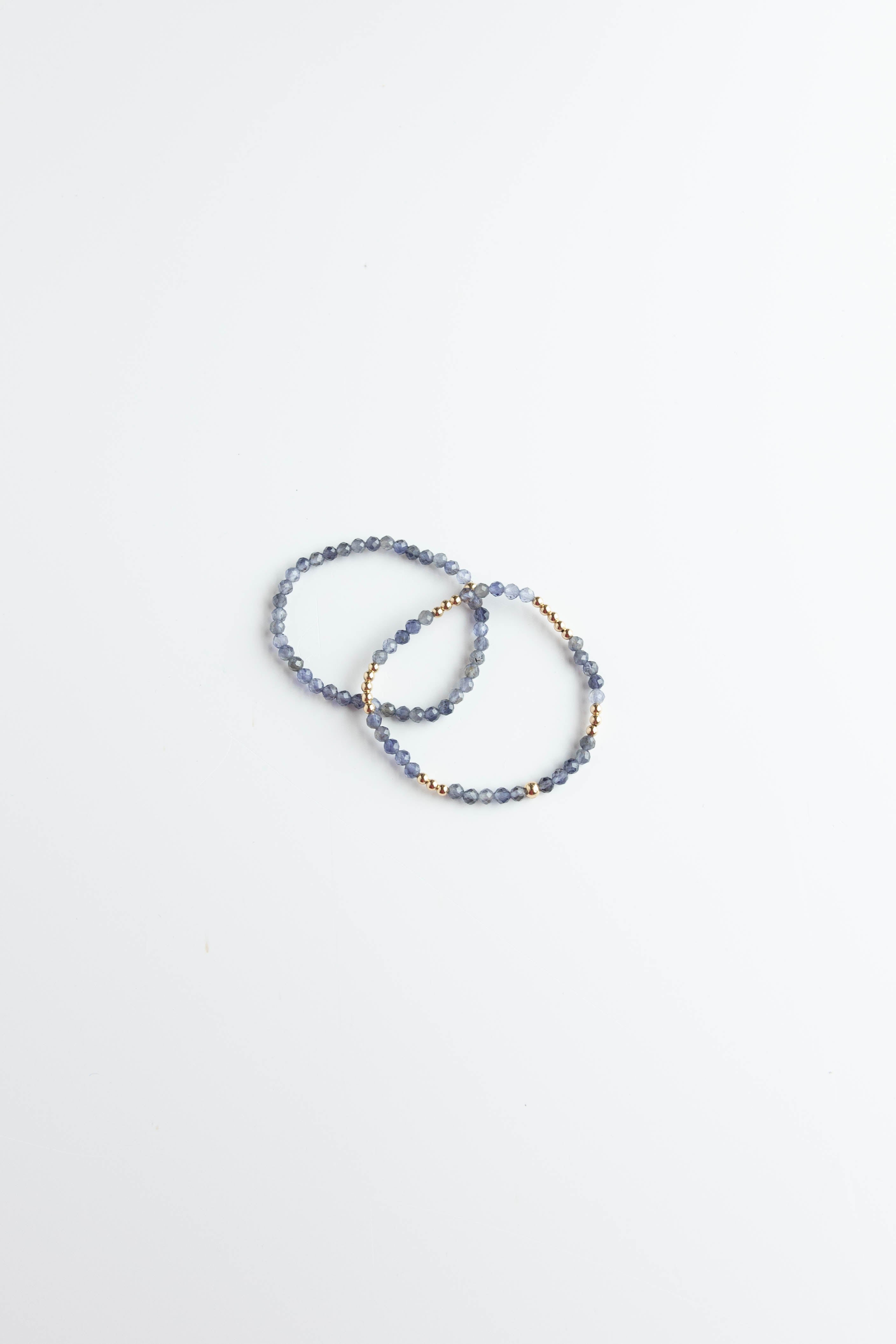 Gold & Blue Lolite Stretchy Bracelet
