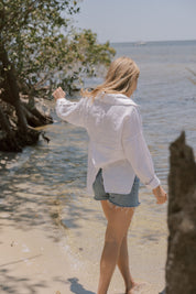 Linen Slit Back Button Down