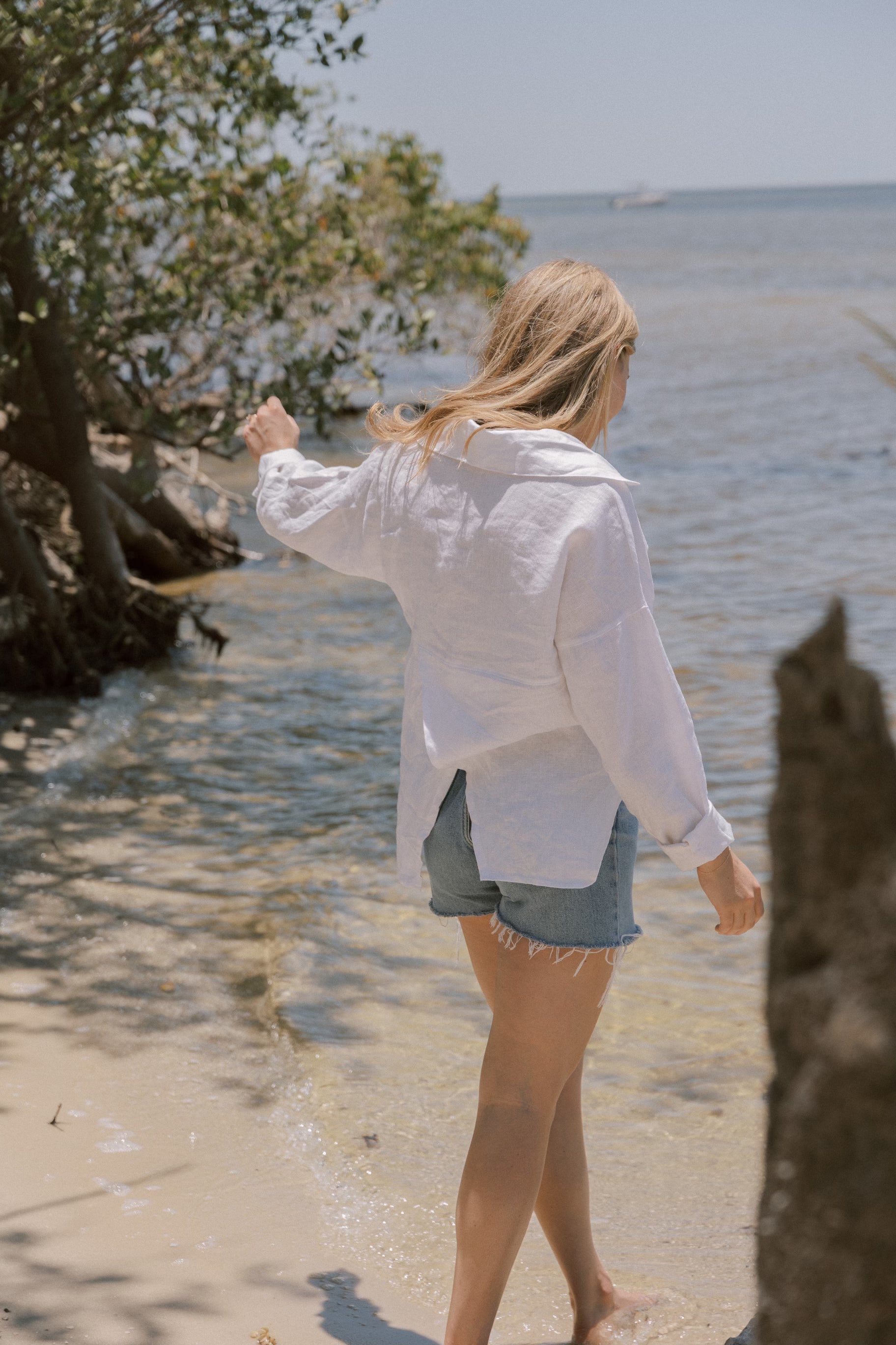 Linen Slit Back Button Down