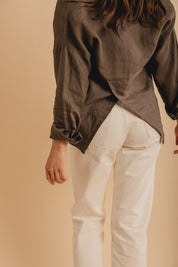 Linen Slit Back Button Down