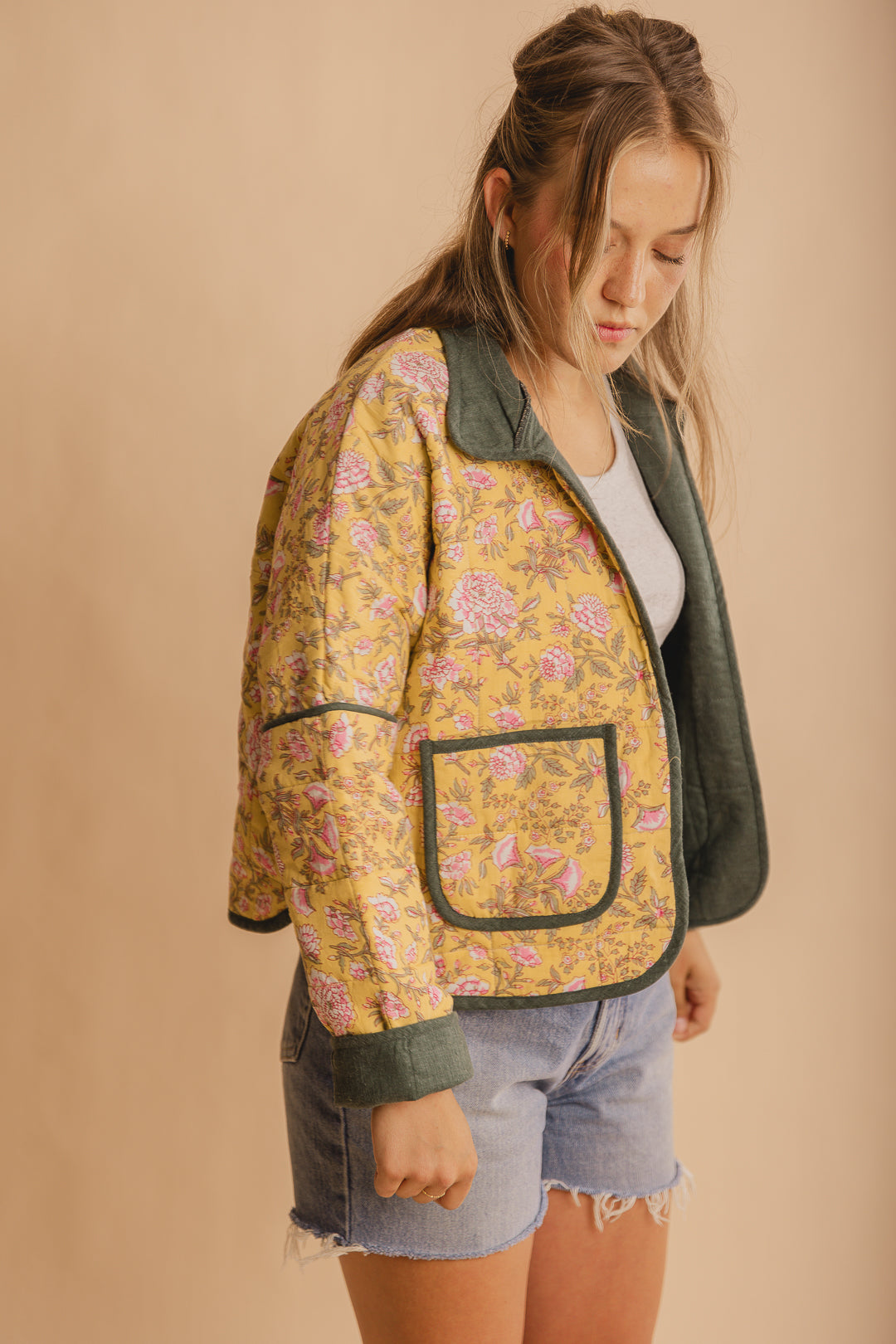 Pale Yellow Quilted Jacket