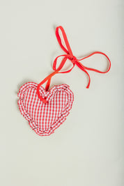 Holiday Gingham Ruffle Heart Ornament
