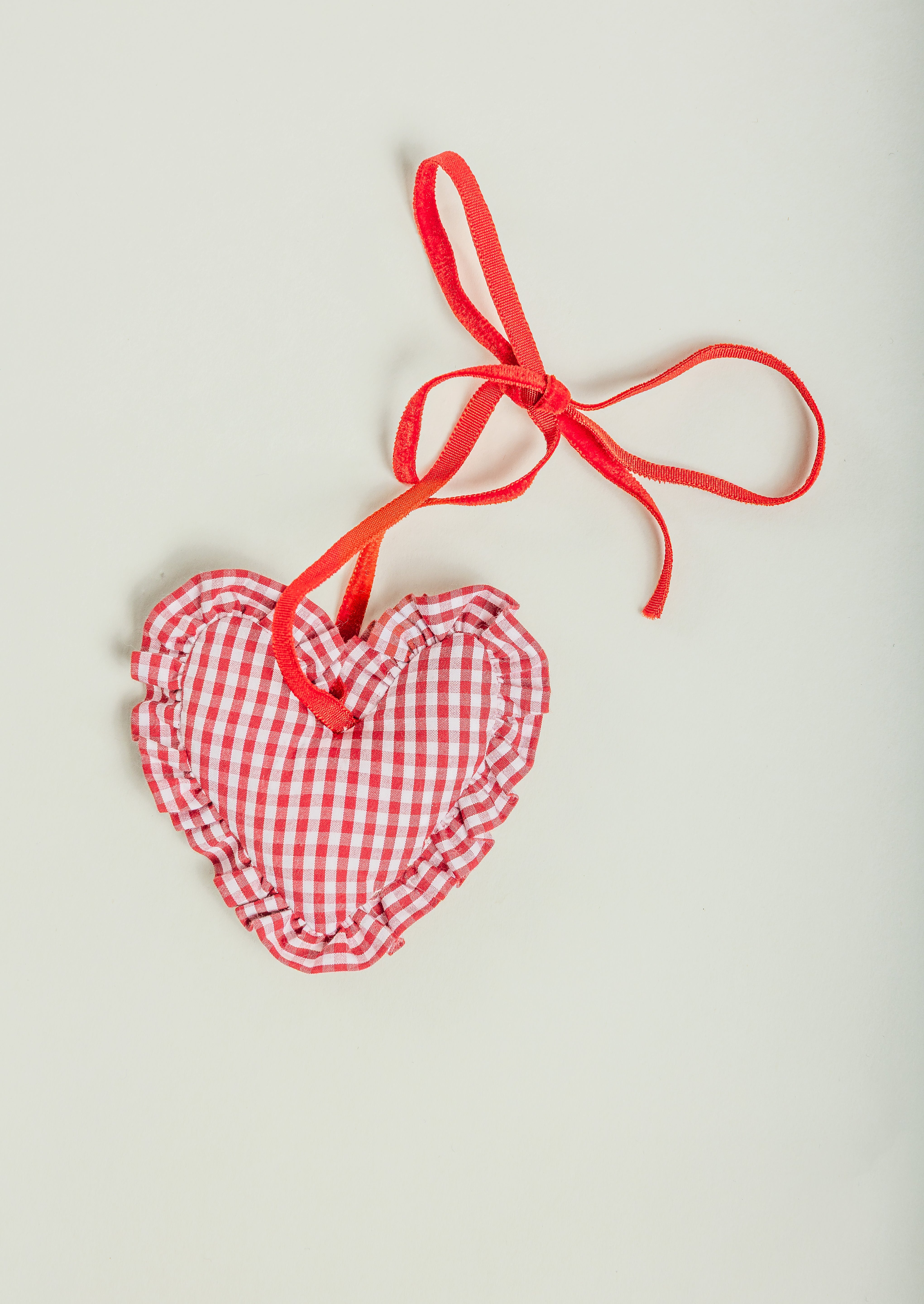 Holiday Gingham Ruffle Heart Ornament