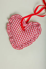 Holiday Gingham Ruffle Heart Ornament