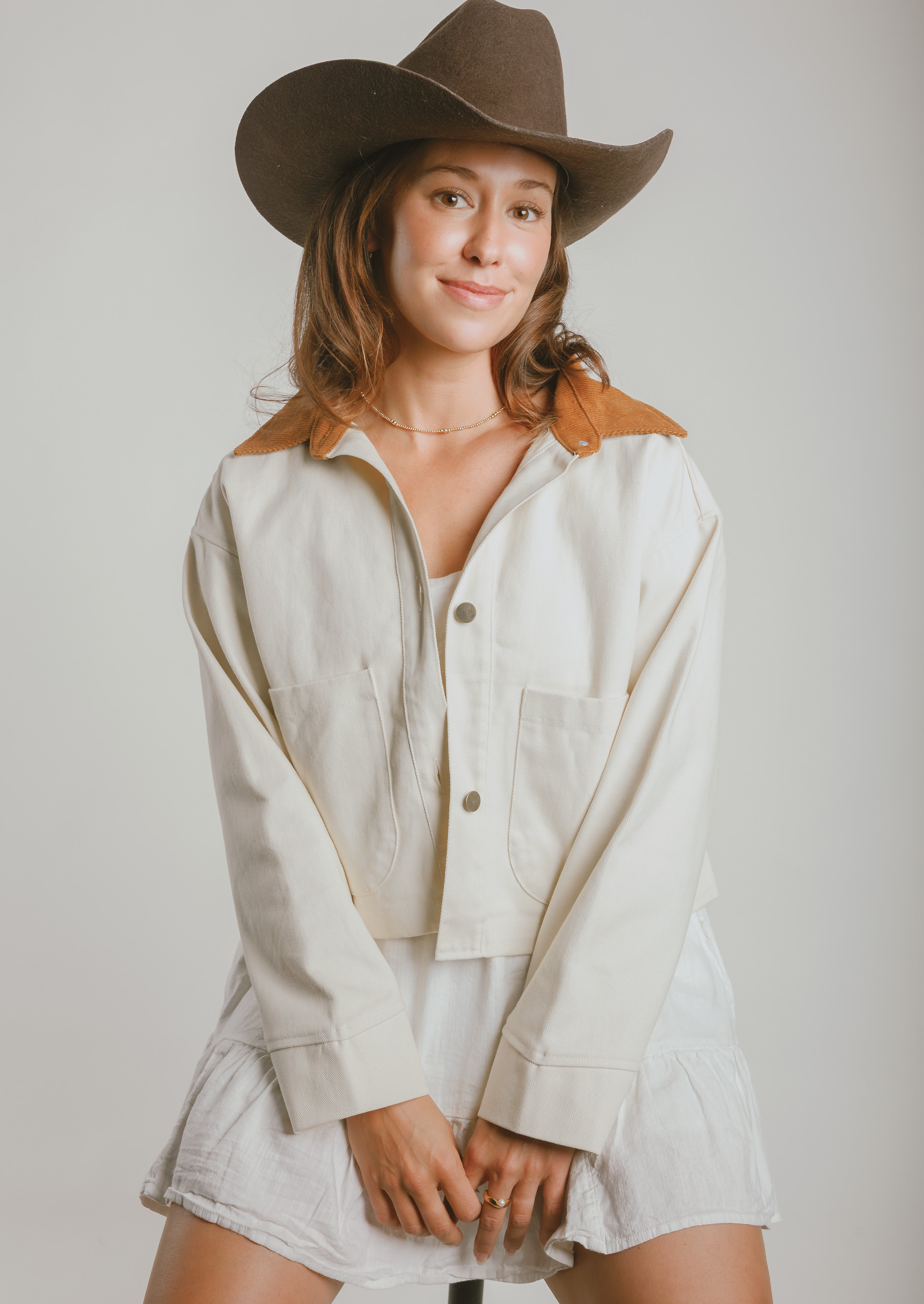 Cropped Barn Jacket - Embroidered Cowboy