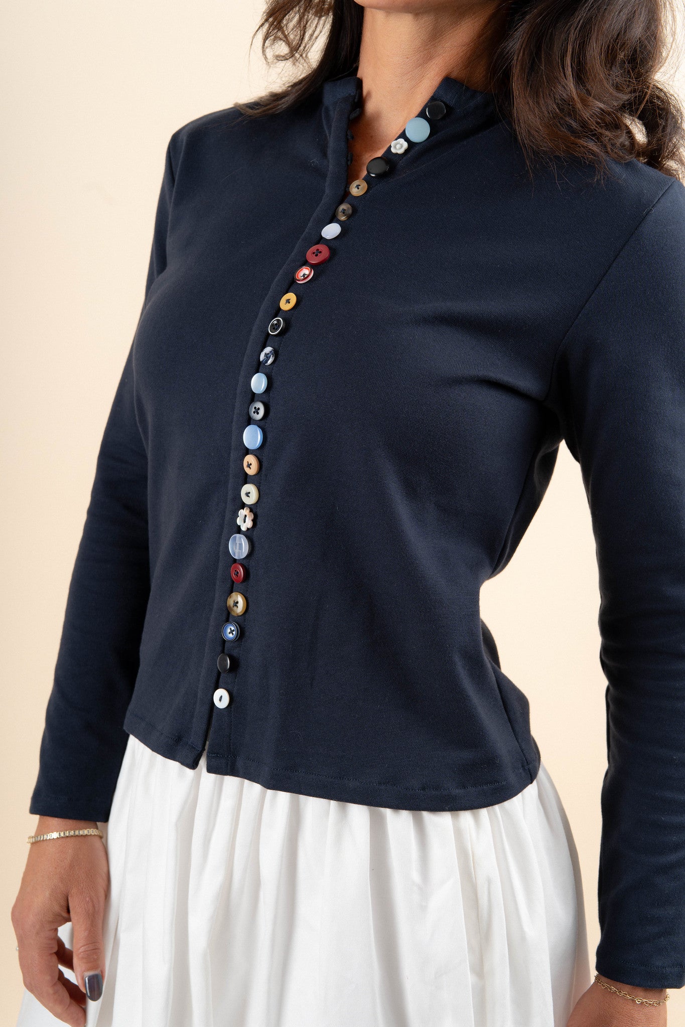 Mix Match Button Long Sleeve - Navy