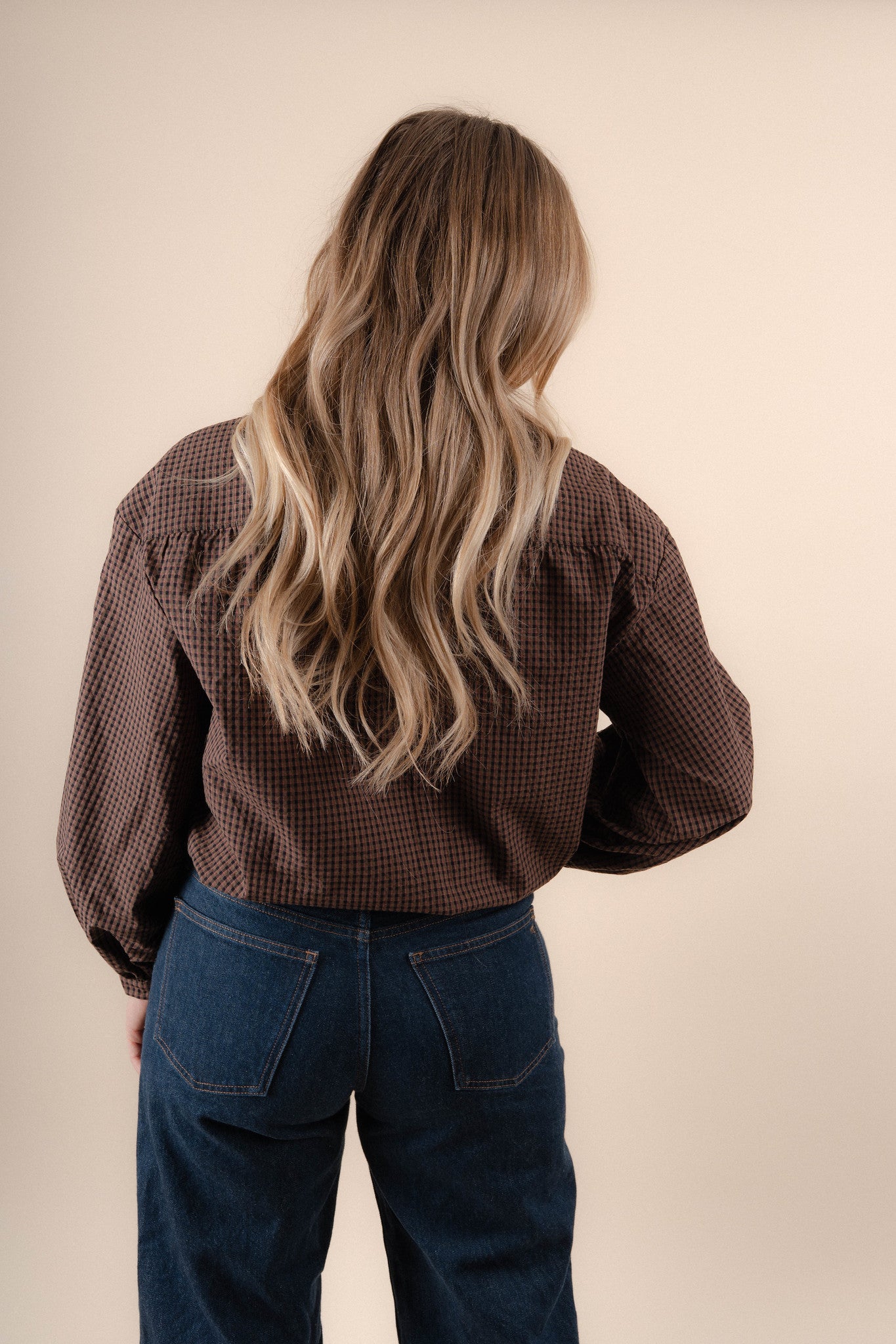 Billow Blouse - Brown Check