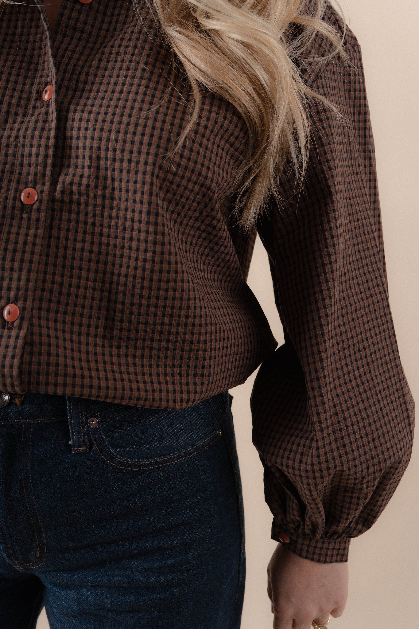 Billow Blouse - Brown Check
