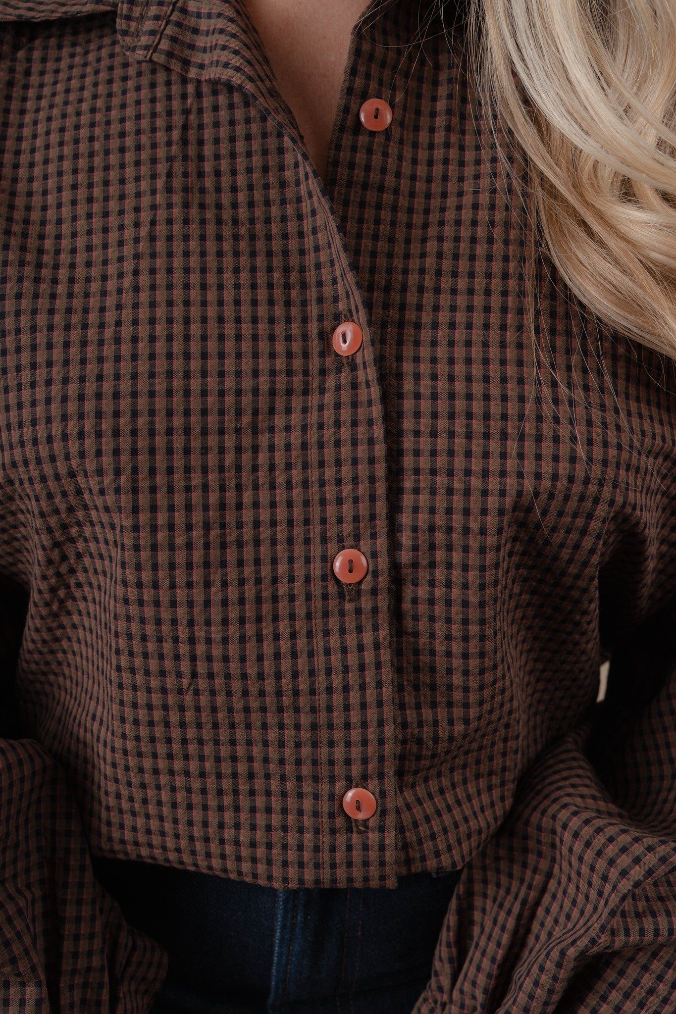 Billow Blouse - Brown Check