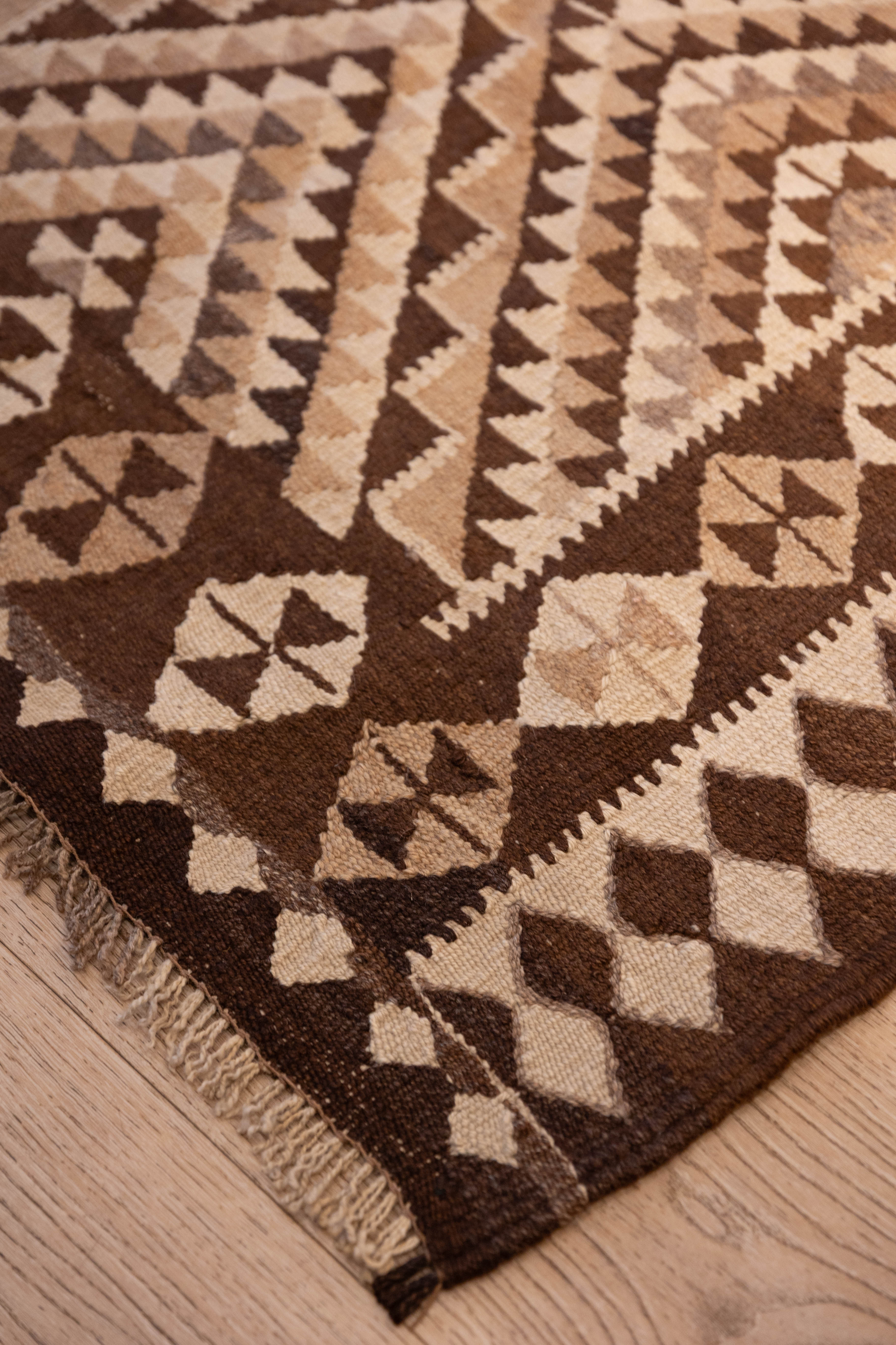 Espresso Diamond Kilim Runner 3'5" x 12'8"