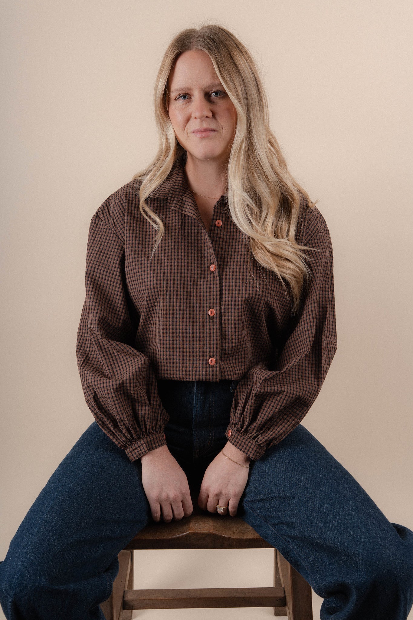 Billow Blouse - Brown Check