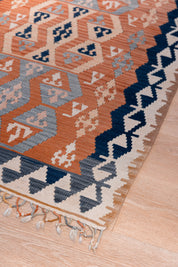 Peach Navy Kilim 3'7" x 5'9"