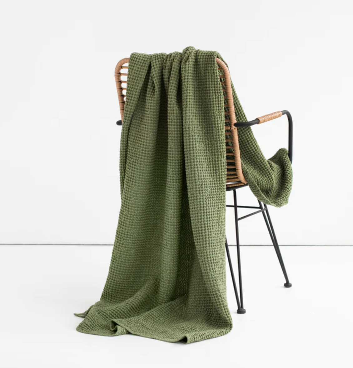 Waffle Linen Throw Blanket