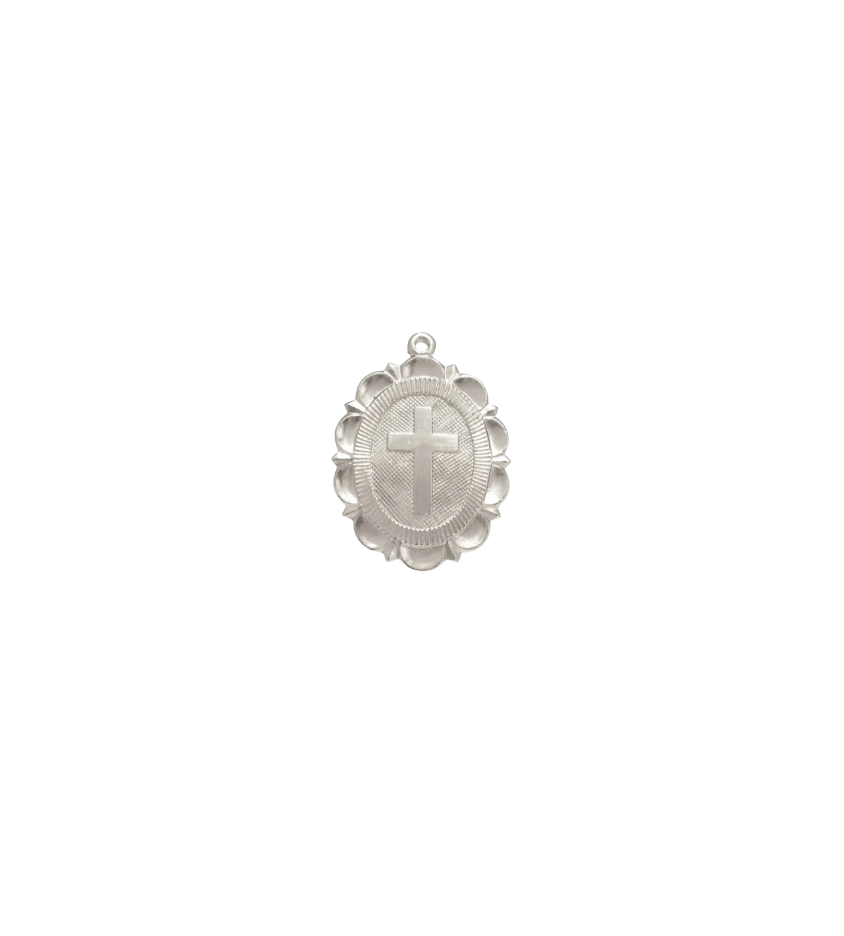 Oval Cross Medallion Charm