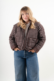 Brown Check Quilted Jacket
