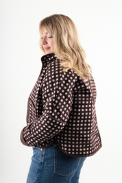 Brown Check Quilted Jacket
