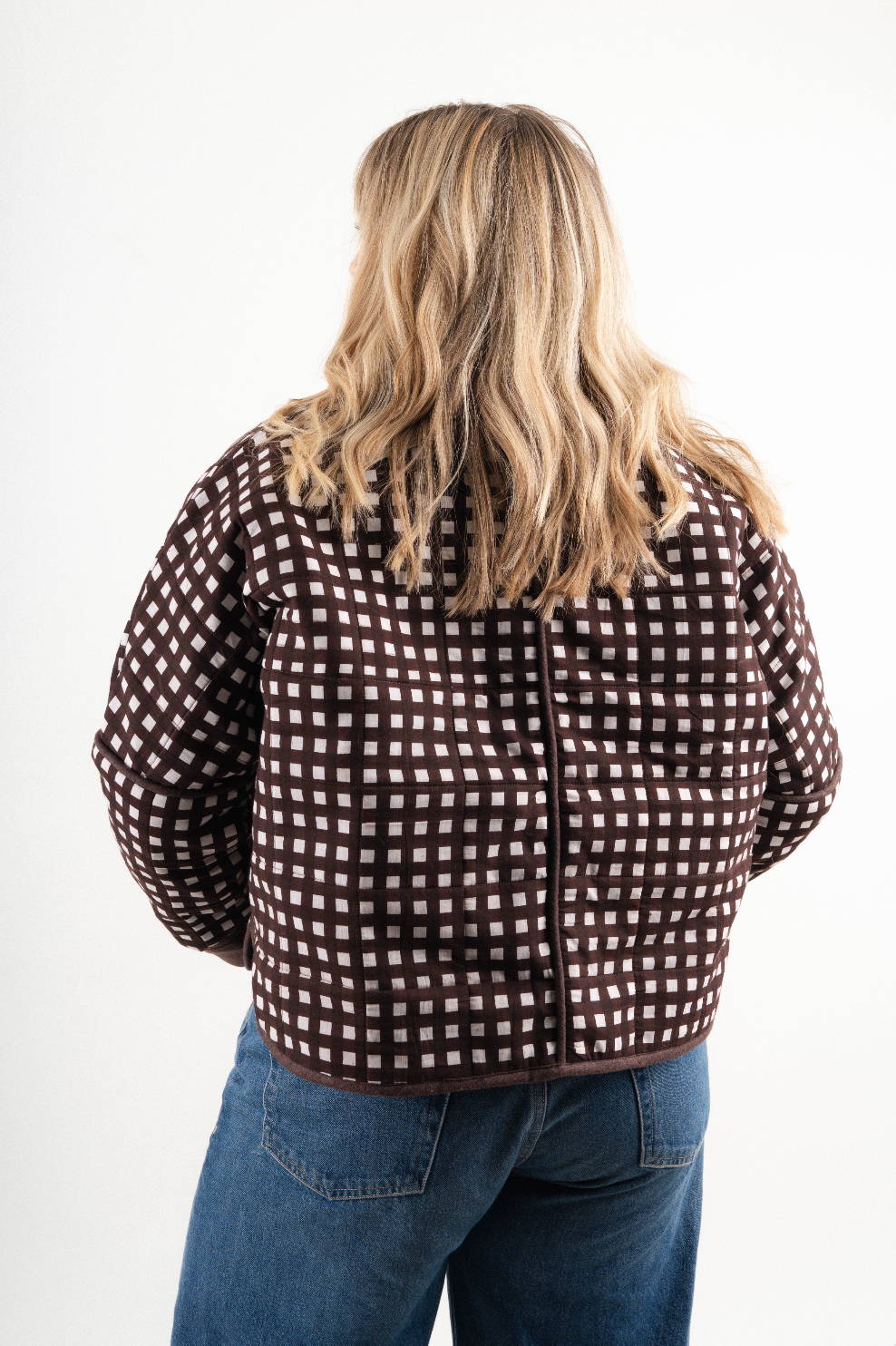 Brown Check Quilted Jacket