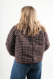 Brown Check Quilted Jacket