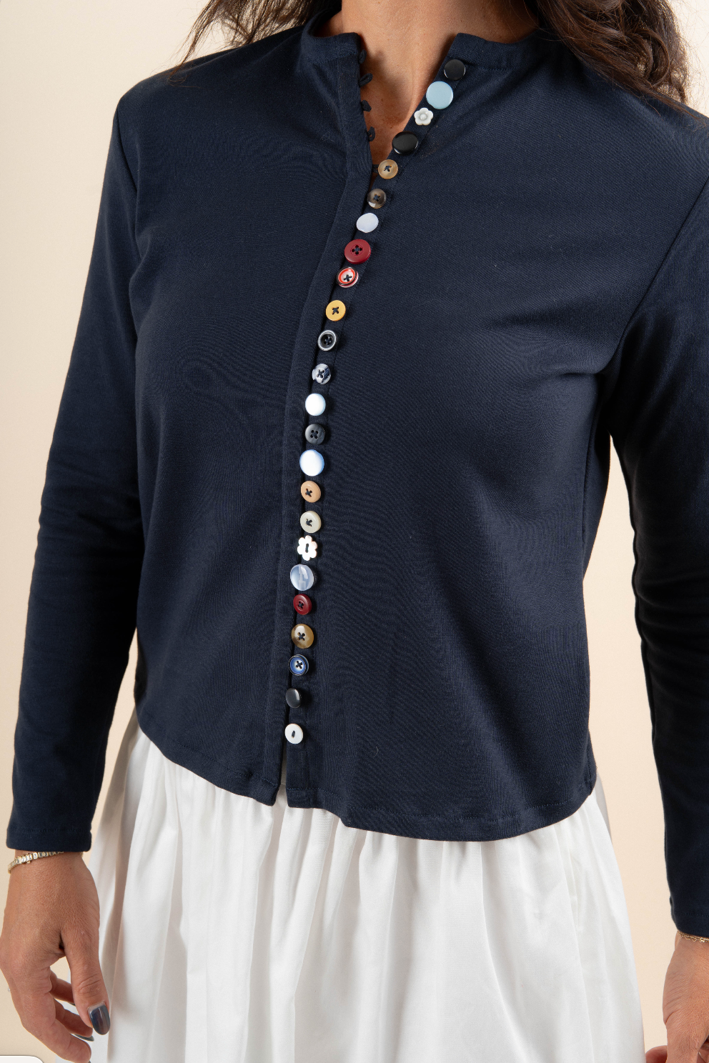 Mix Match Button Long Sleeve - Navy