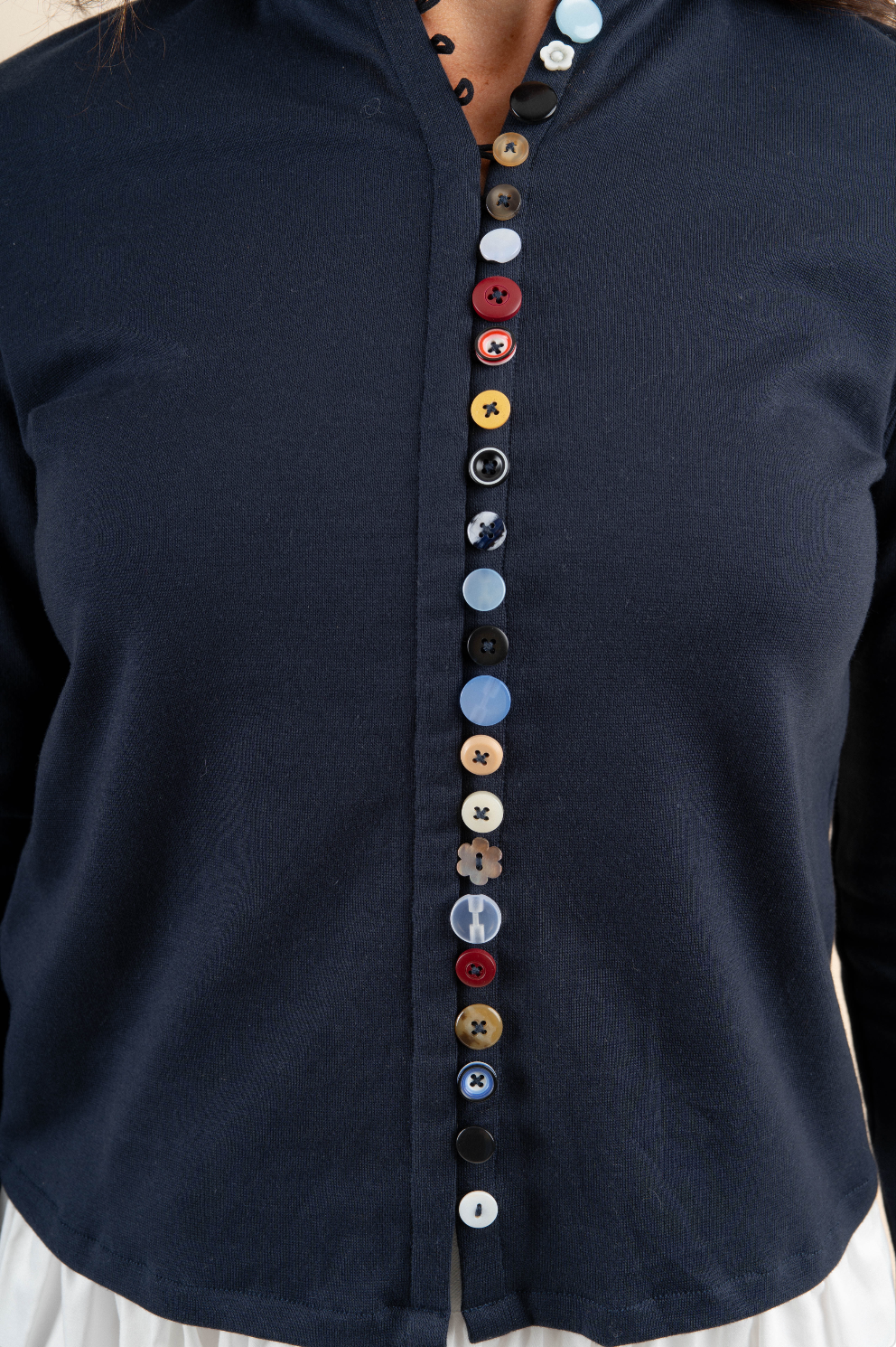 Mix Match Button Long Sleeve - Navy