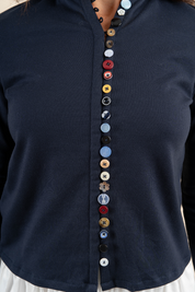 Mix Match Button Long Sleeve - Navy