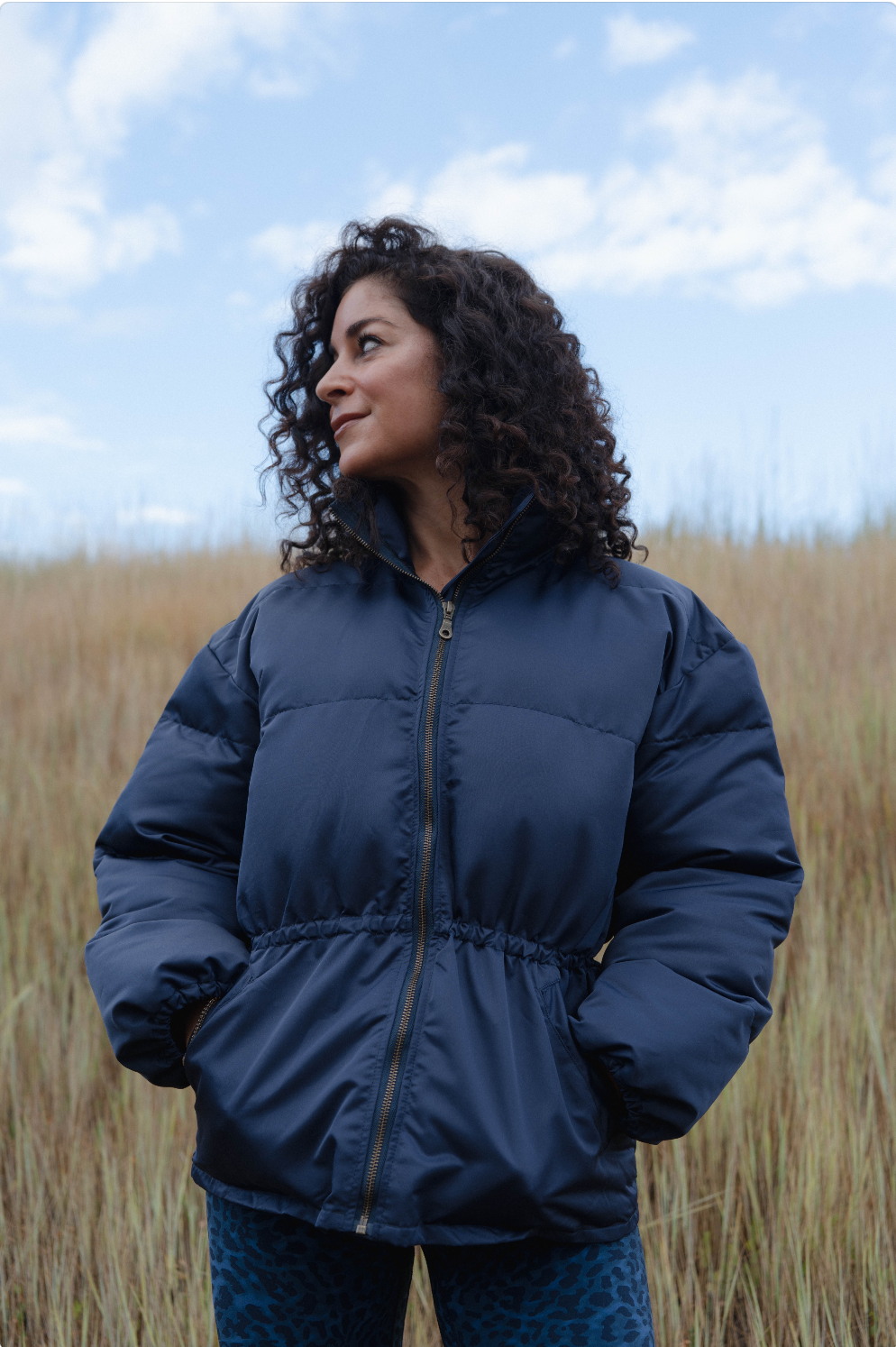 Sculpted Puffer Jacket - Navy