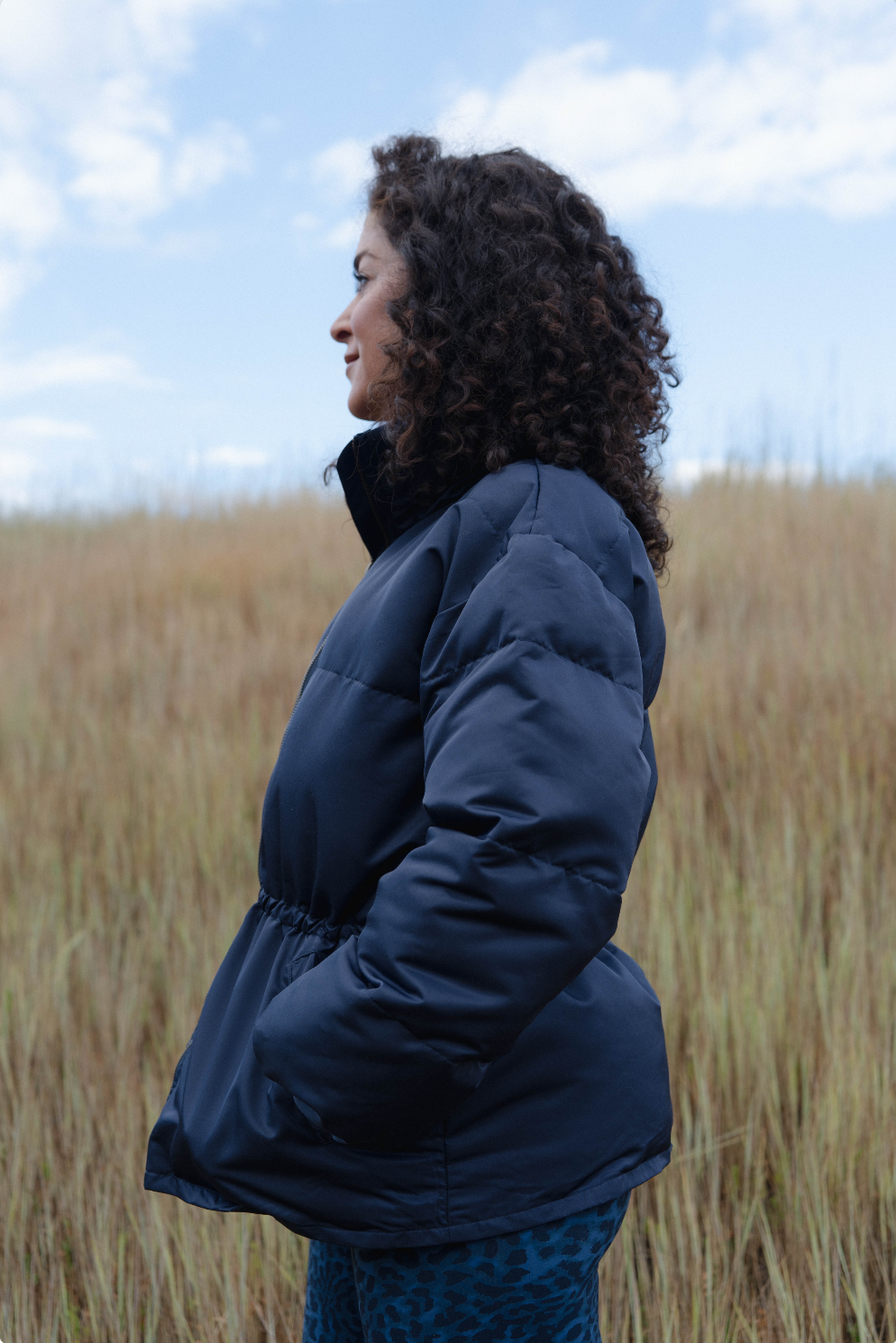 Sculpted Puffer Jacket - Navy