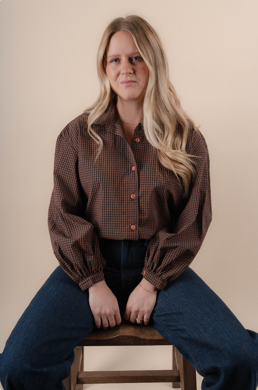 Billow Blouse - Brown Check