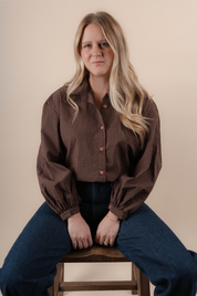 Billow Blouse - Brown Check