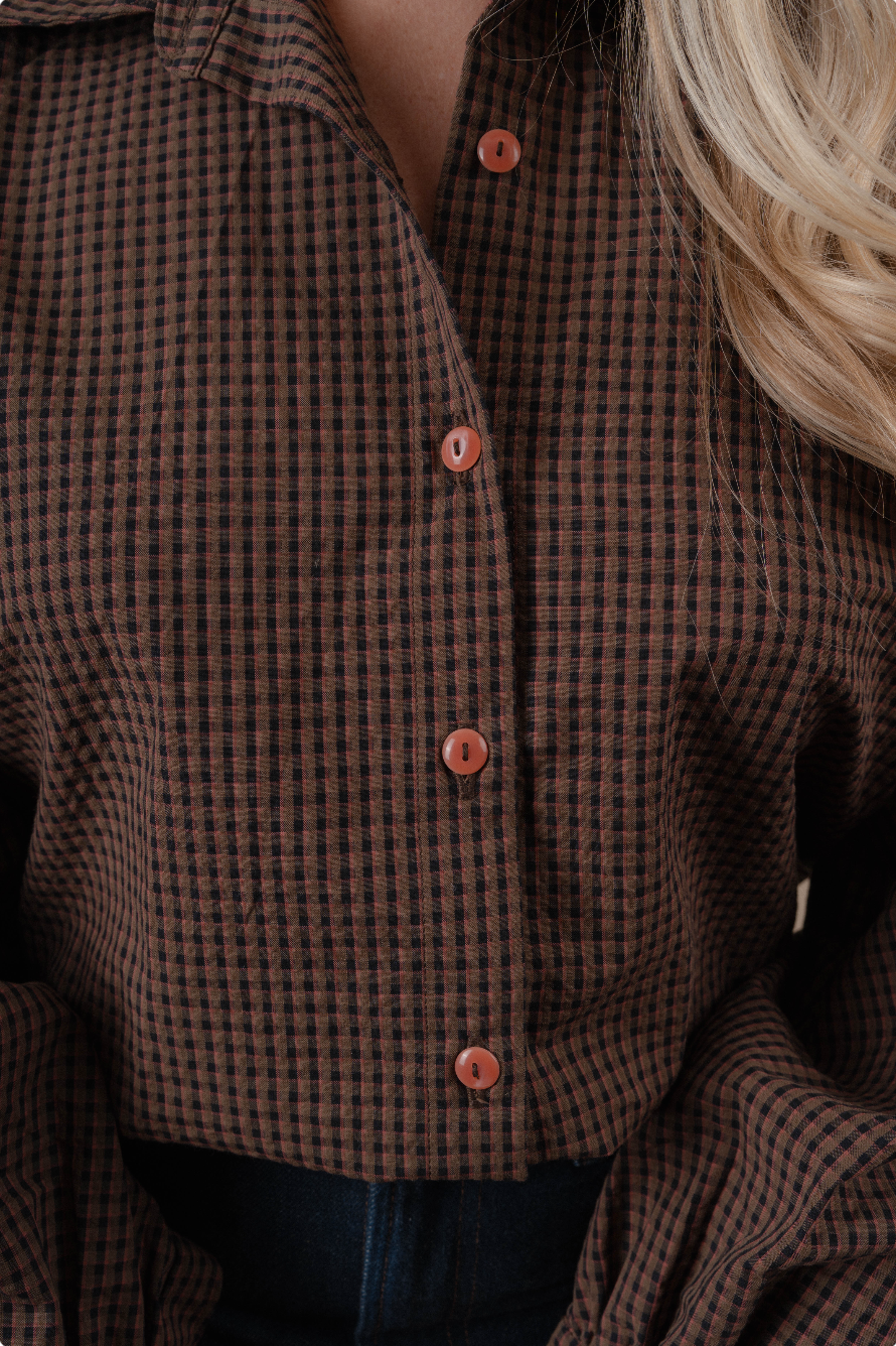 Billow Blouse - Brown Check