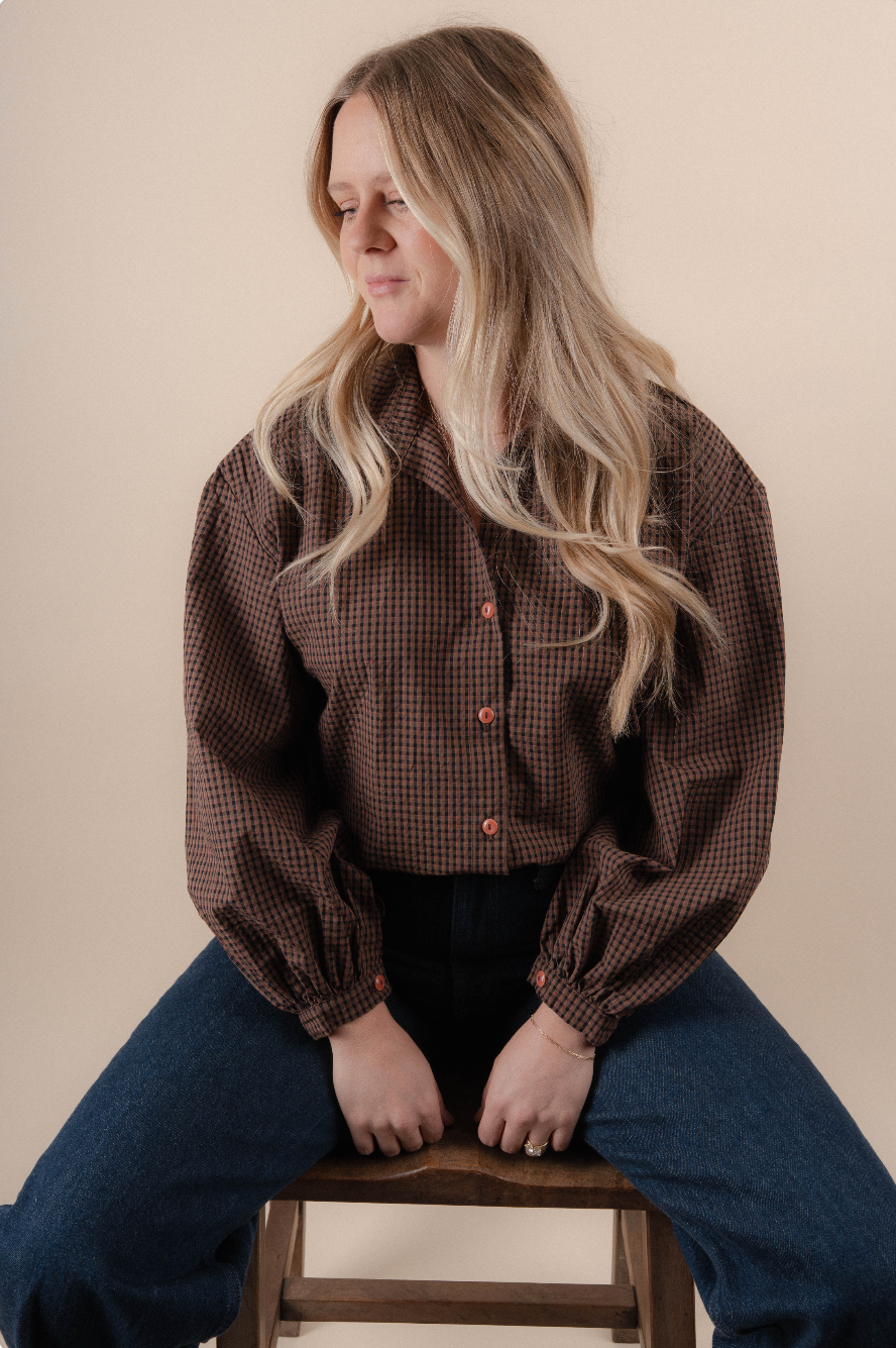 Billow Blouse - Brown Check