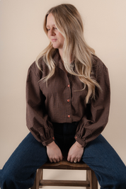 Billow Blouse - Brown Check