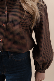 Billow Blouse - Brown Check