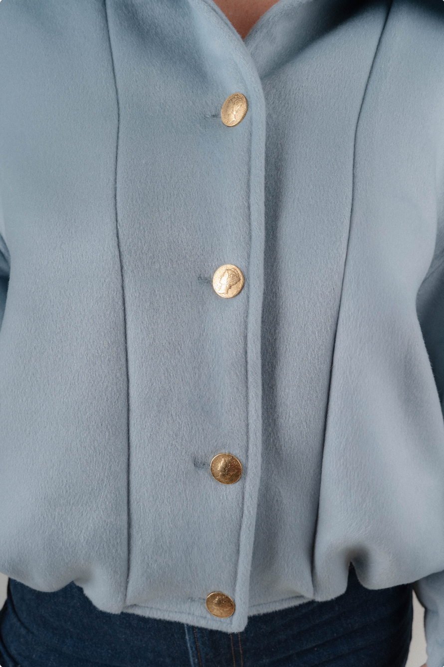 Blue Wool Bomber Jacket