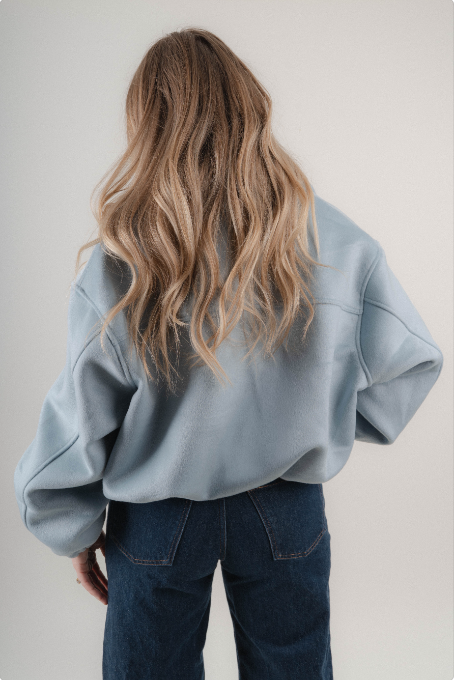 Blue Wool Bomber Jacket