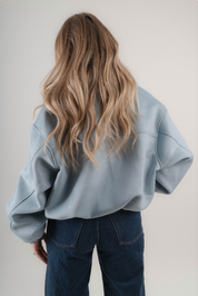 Blue Wool Bomber Jacket
