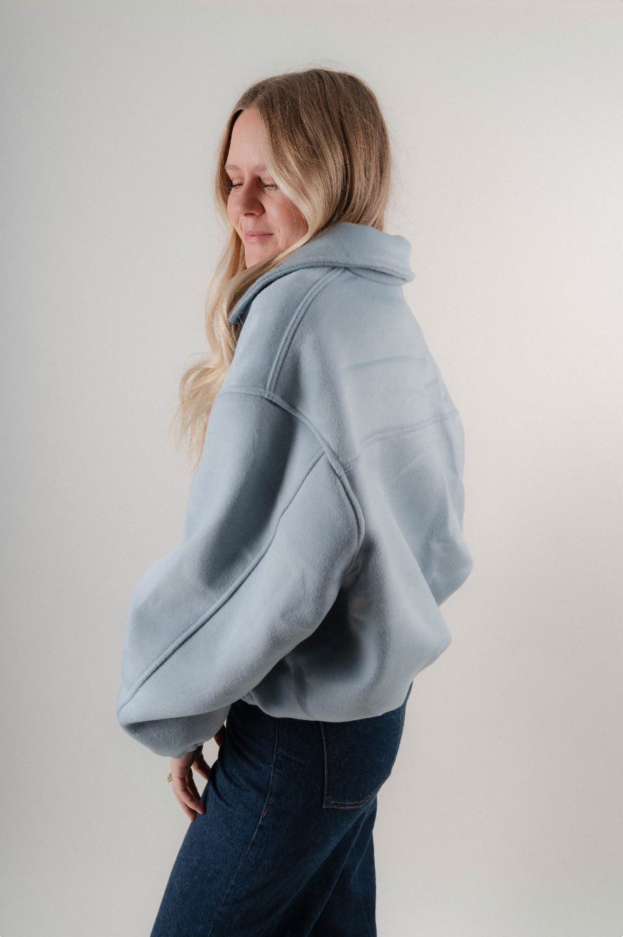 Blue Wool Bomber Jacket