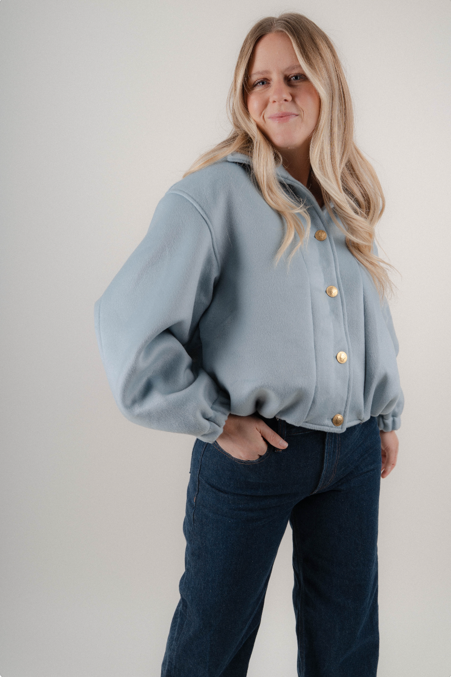 Blue Wool Bomber Jacket