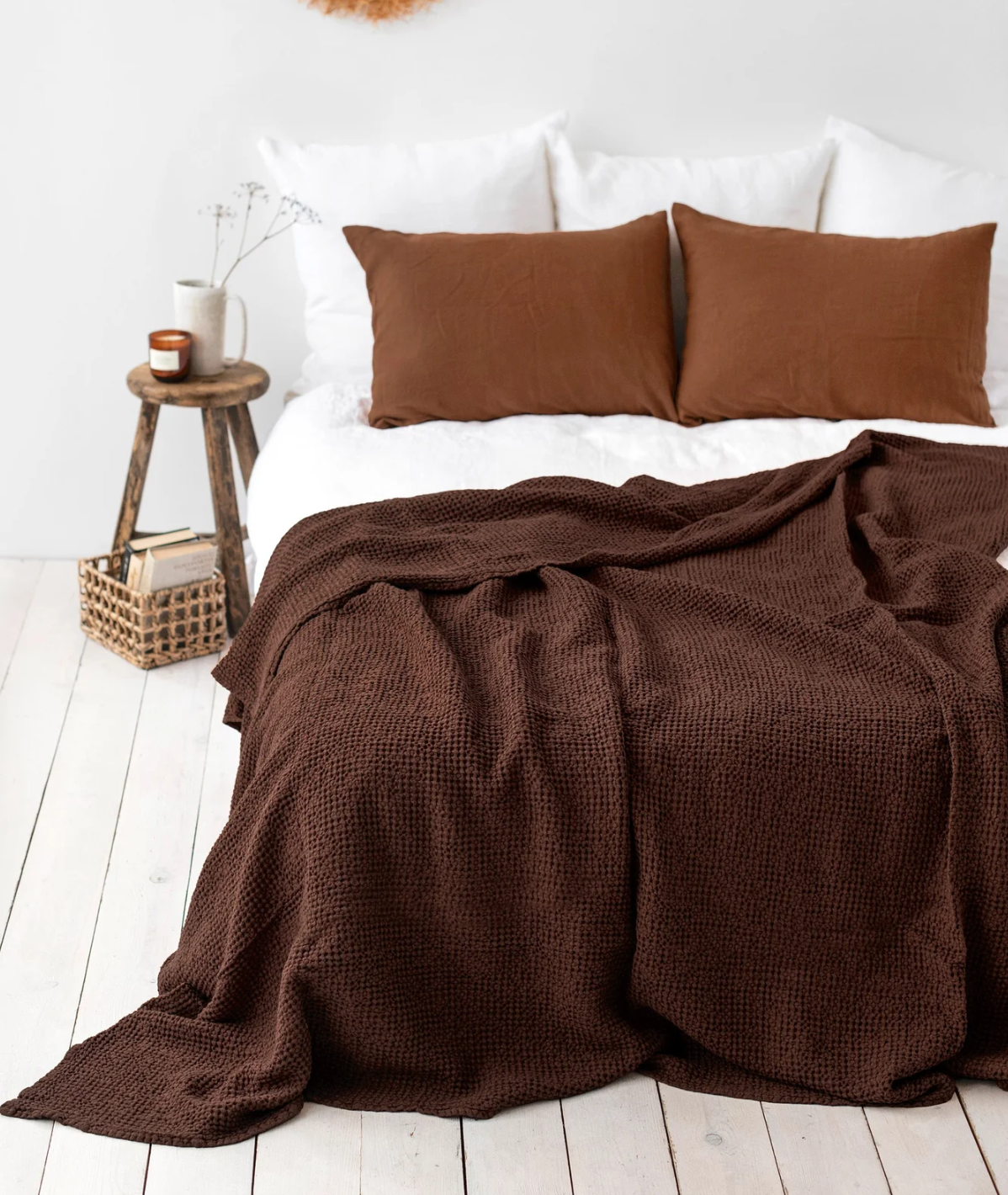 Queen Linen Waffle Coverlet
