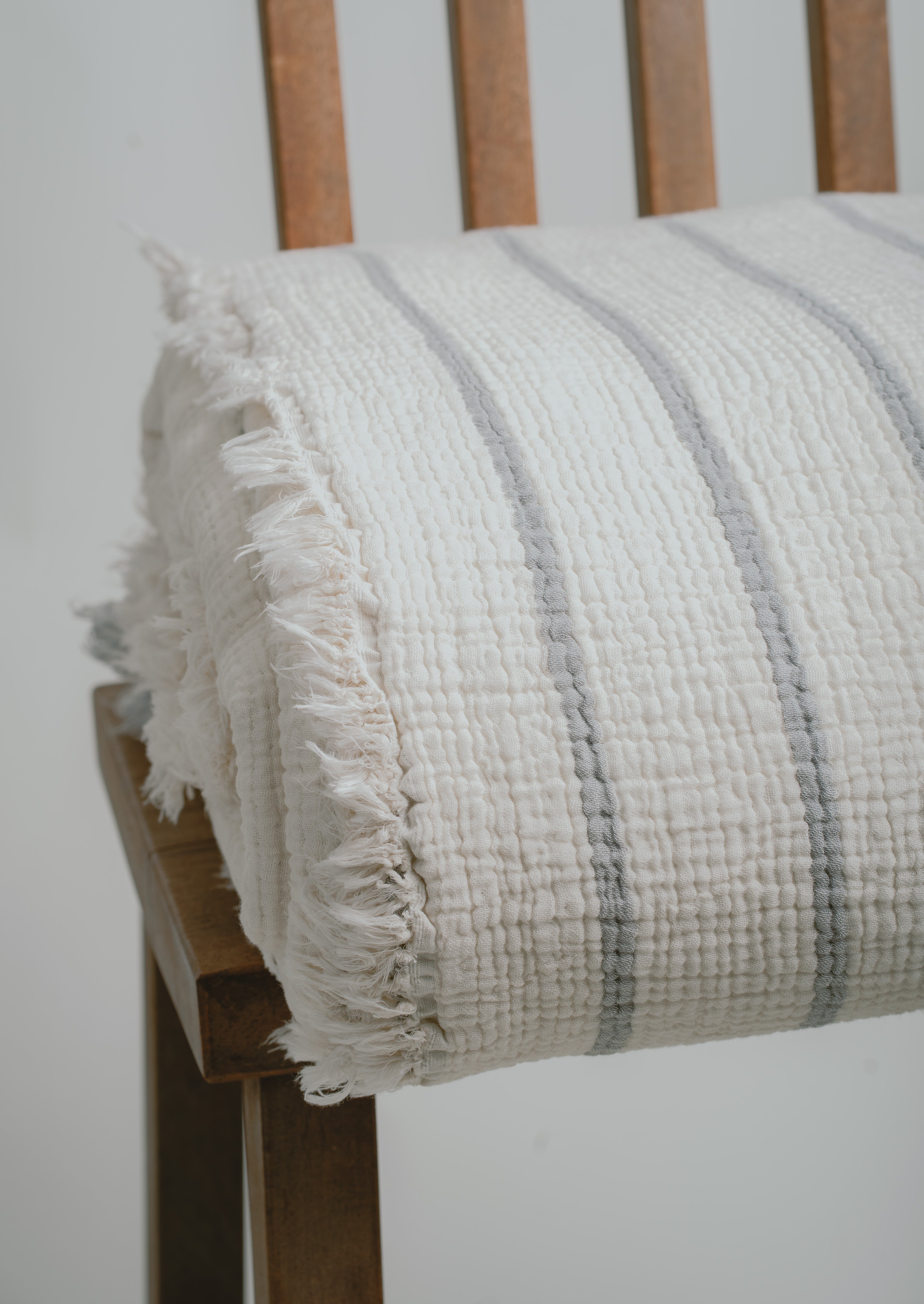 Queen Striped Muslin Blanket