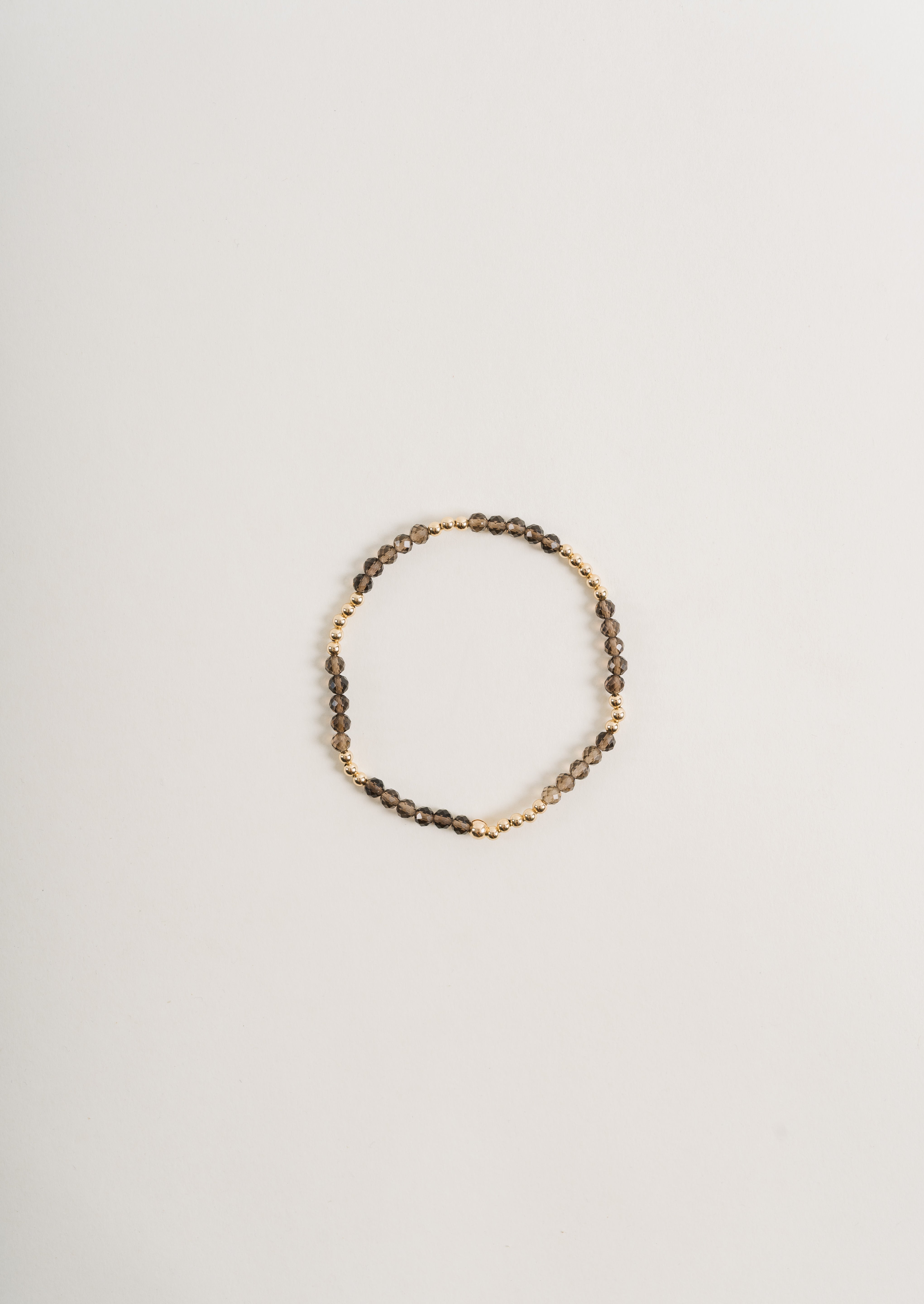 Gold & Smokey Quartz Stretchy Bracelet