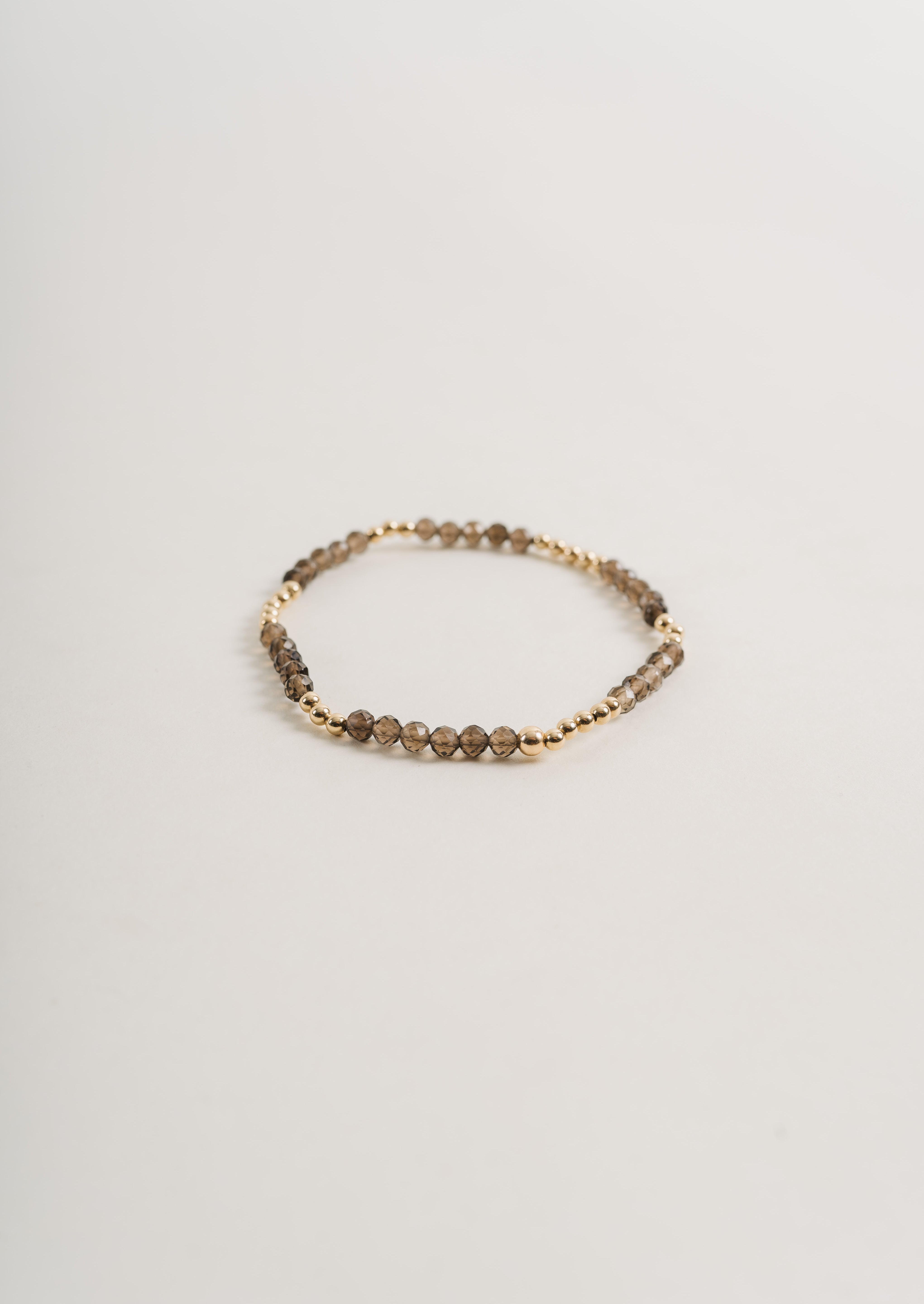 Gold & Smokey Quartz Stretchy Bracelet