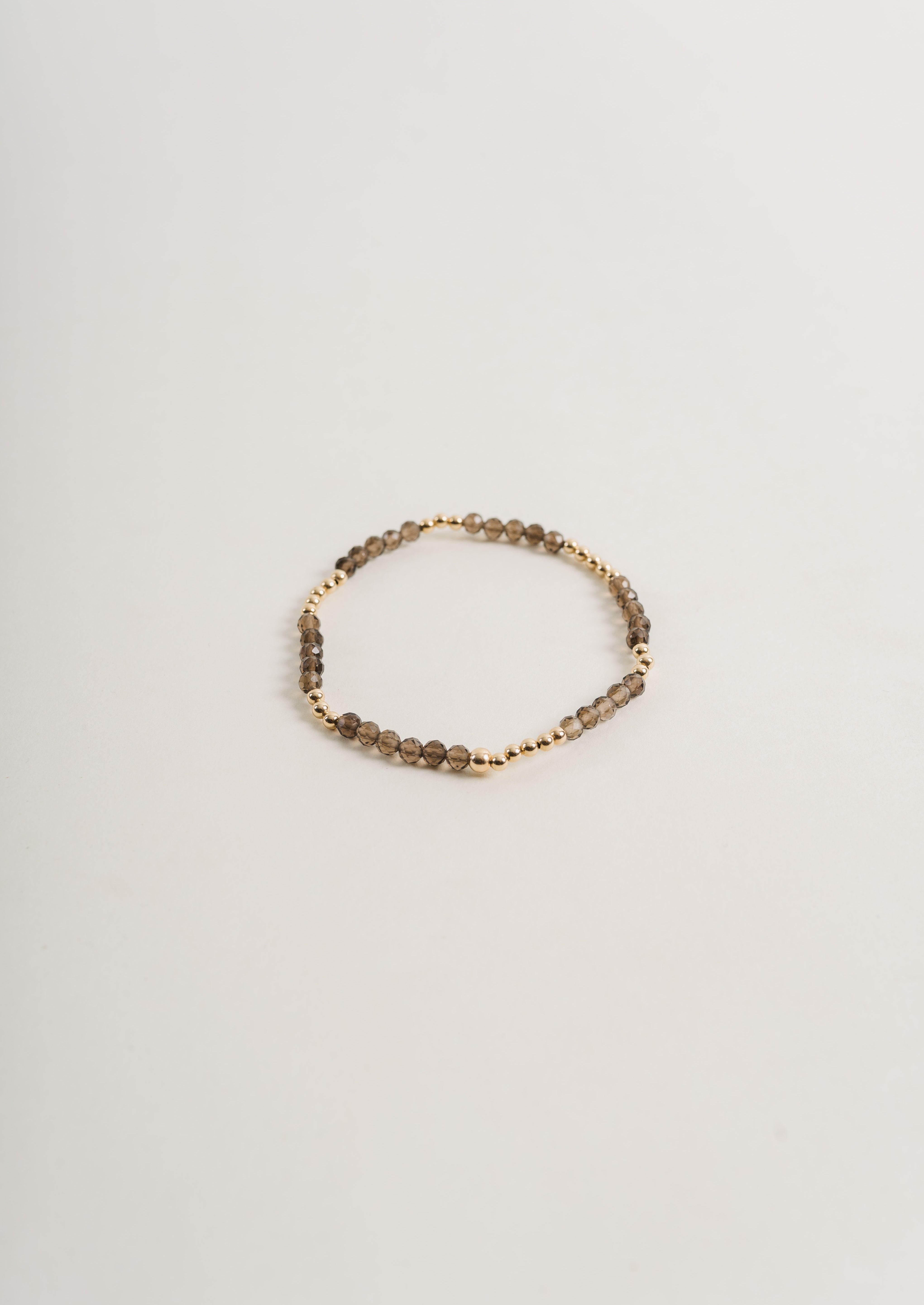 Gold & Smokey Quartz Stretchy Bracelet