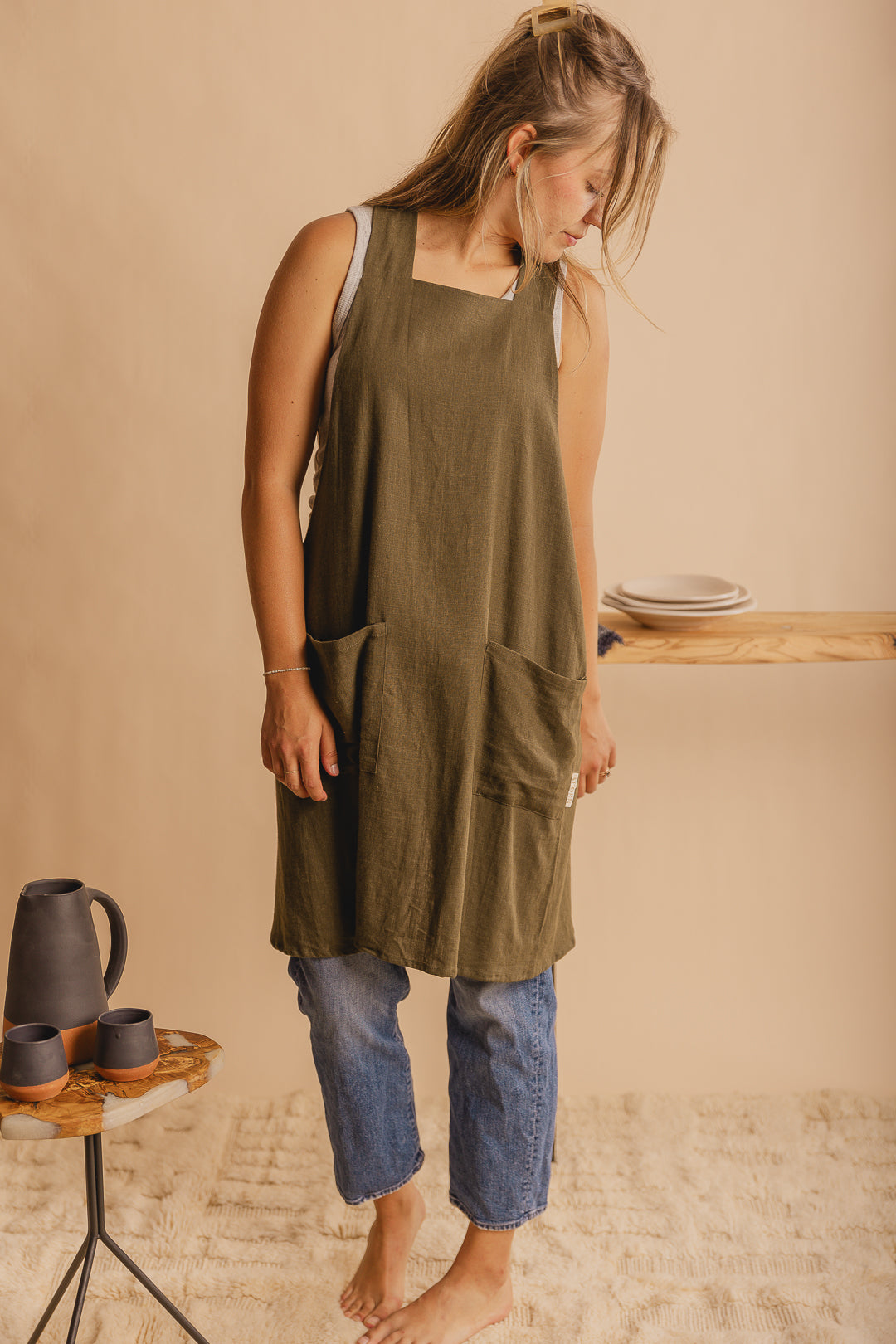 Linen Crossback Apron