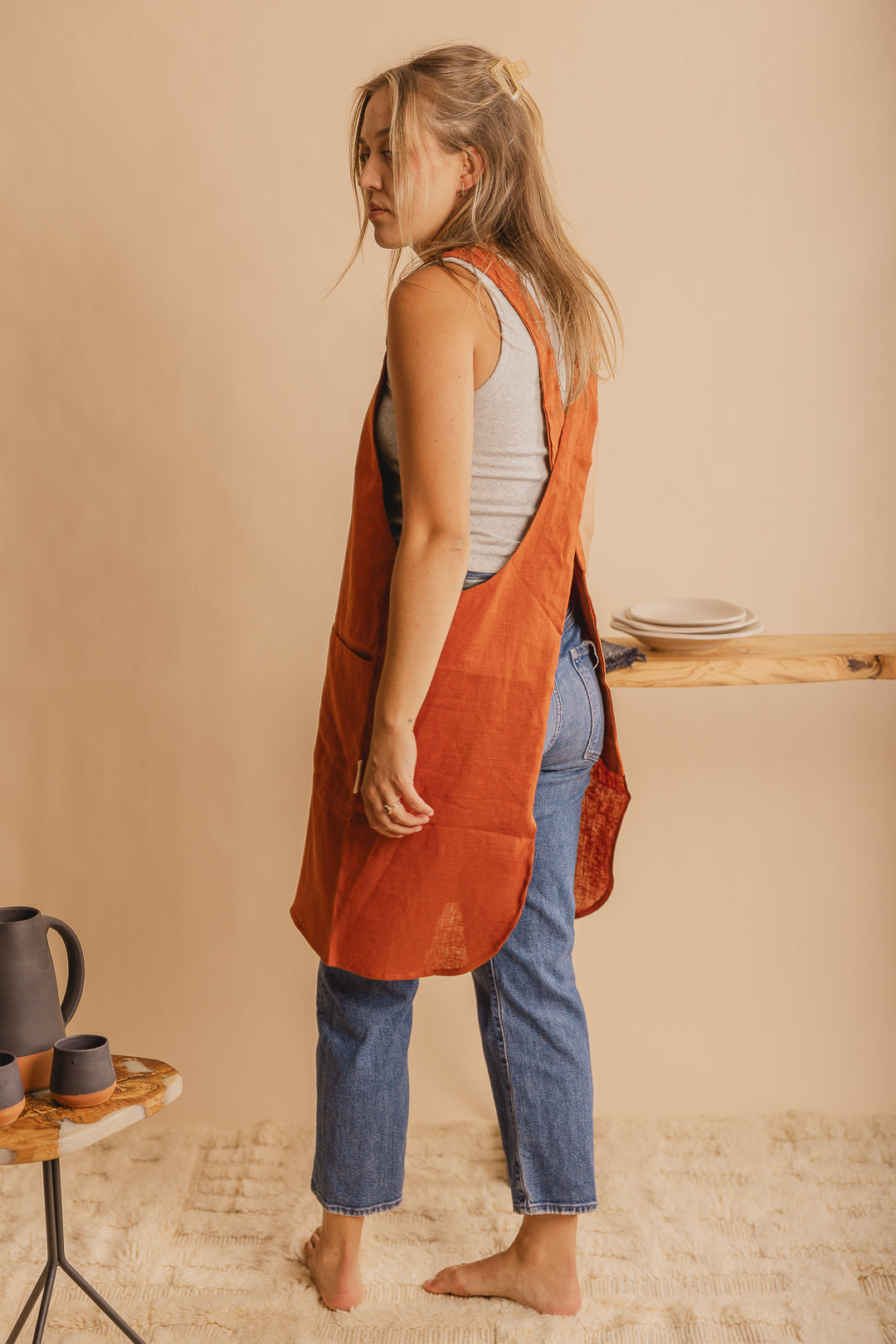 Linen Crossback Apron