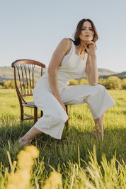 White Denim Overalls