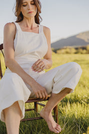 White Denim Overalls