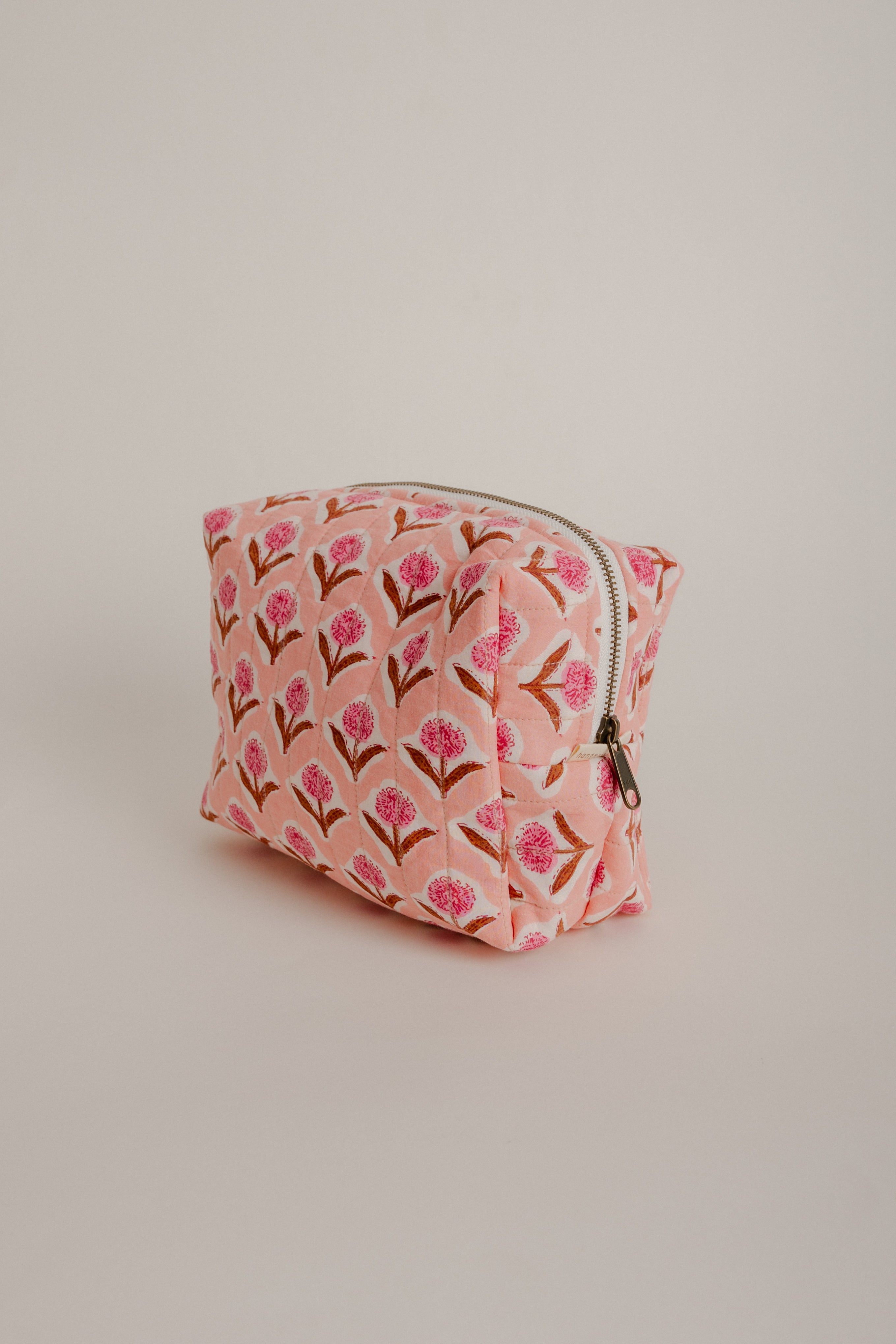 Pink Floral Quilted Pouch